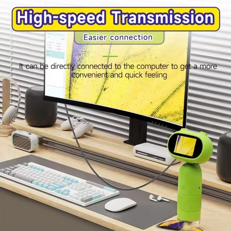 Children Handheld Microscope 1000X Zoom 2MP Sensors Camera Ergonomic Design Lightweight Microscope for Easy Carrying