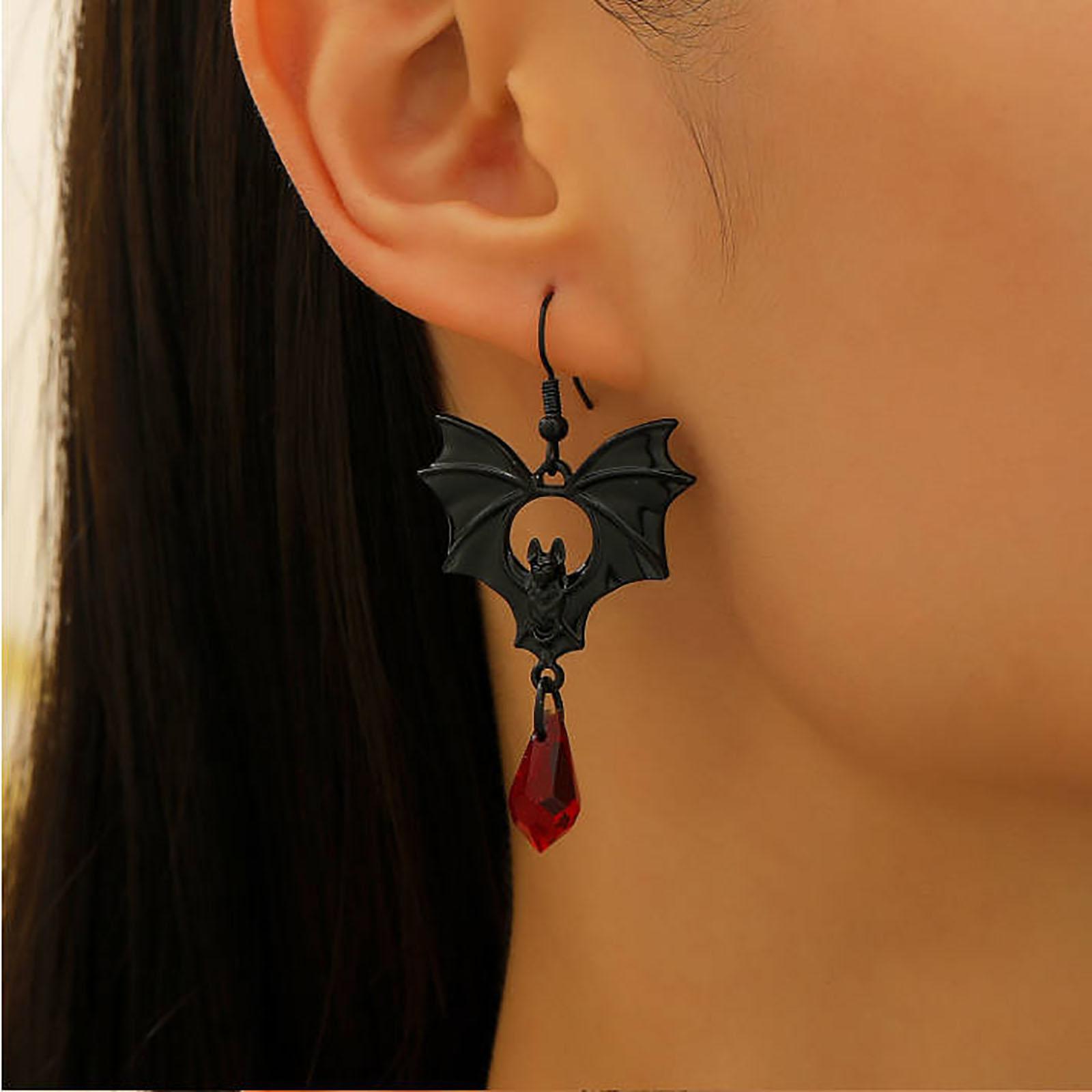 

Панк Ветер Черный Красный Кристалл Серьги Таинственные Ювелирные Аксессуары Хэллоуин Женские Украшения One Size чёрный