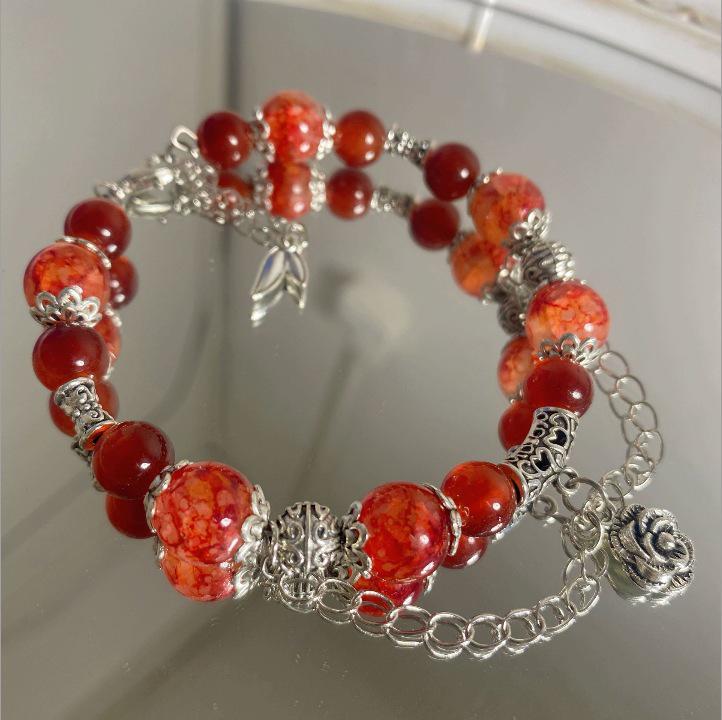 Charming Pink Crystal Floral Bracelet - Court Style Dream Gift for Girlfriend