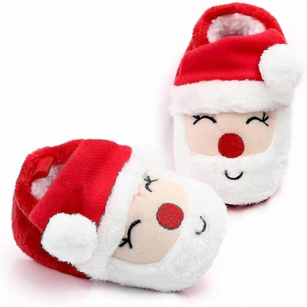 Christmas Baby Winter Shoes Newborn Plush Warm Snow Boots Christmas Santa Soft Soled Toddler Shoes13cm