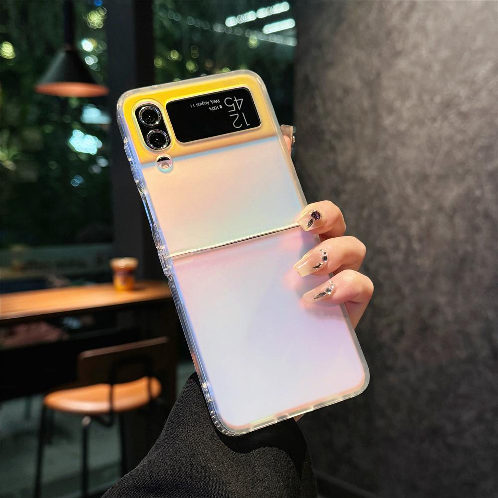 Applicable To Zflip5 Mobile Phone Case Folding and Colorful Samsung Galaxy Zflip4 Transparent Shell Gradient Magnetic Case