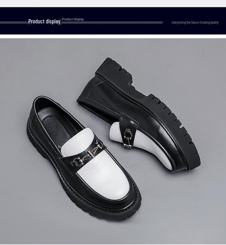 Men's Height-Increasing Leather Platform Loafers with Thick Sole