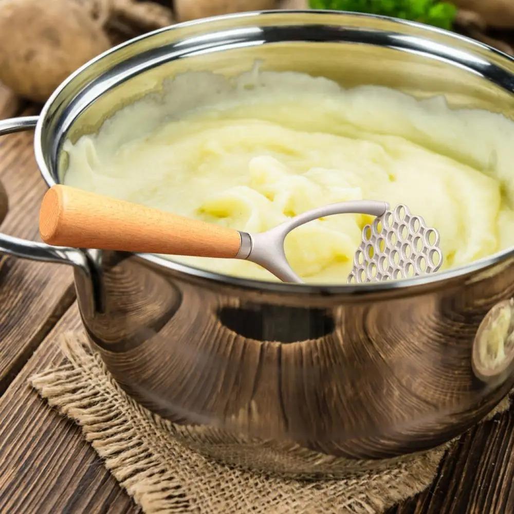 Manual Vegetable Smasher Wooden Handle Garlic Press Kitchen Gadget Potato Masher  Meat
