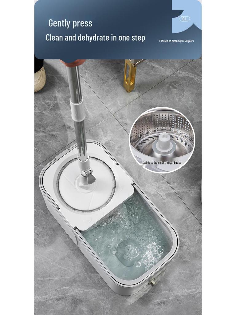 2025 Rotating Spin-Dry Mop with Bucket - Effortless No-Wash Cleaning for Easy Home Use