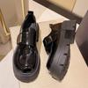 Fashion Black Chunky Platform Loafers Women 2024 Autumn Thick High Heel Pumps Woman Patent Leather Mary Jane Shoes College Oxford Shoes