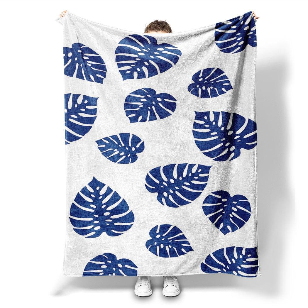 

Blue Monstera Leaf Flannel Throw Blanket – Stylish Plant Pattern, Soft Cozy Fleece for Home, Office, Sofa & Car – All-Season Use 130x150cm51x59in