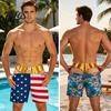 Verstelbare Trekkoord Zwembroek Haren Grote Billen Shorts, USA Vlag Print Heren Zwembroek, Gouden Grappig Strand voor Slip Ontwerp, Zomer Zwembadfeest Vakantie