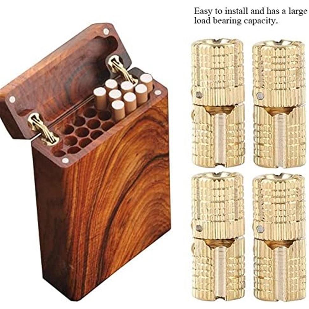 8Pcs 8 Mm Hidden Brass Barrel Hinges, 180 Degree Opening Angle Concealed Furniture Hinges For DIY Jewelry Box Hand Craft