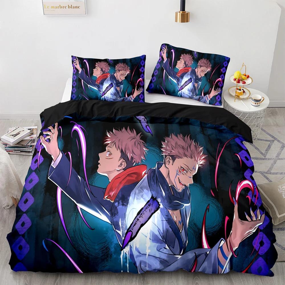 Jujutsu Kaisen Sängkläder Set Singel Twin Full Queen King Size Anime Sängset Vuxen Kawaii Barn Sovrum Påslakan Set 3D-tryck 048
