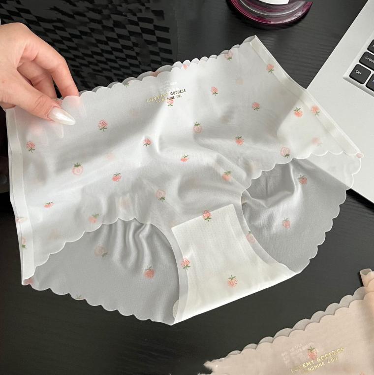 

Women Underpants Ice Silk Seamless Solid Color Soft Breathable Sexy Leakproof Moisture-wicking Elastic Lady Briefs Sports Panties Female Underwear L