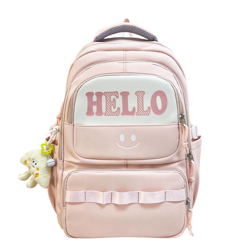 Junior High School Student Schoolbag Letter Print Large Capacity Backpack Men Women Color Contrast Backpack