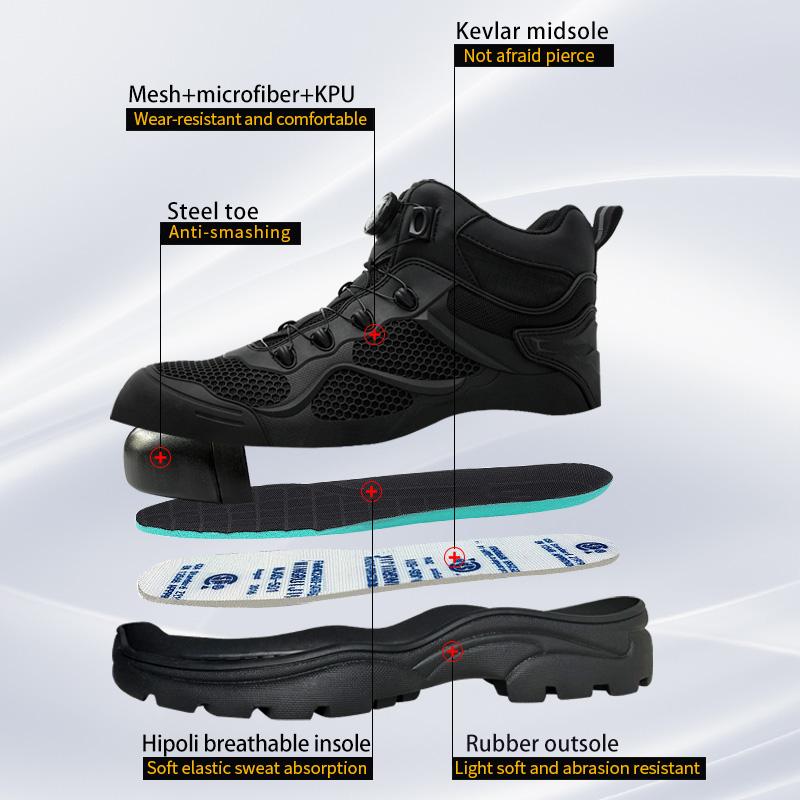 Rotating button Work Boots Indestructible shoes Men Puncture-Proof Safety Shoes Work Sneakers Steel toe shoes Security Boots New