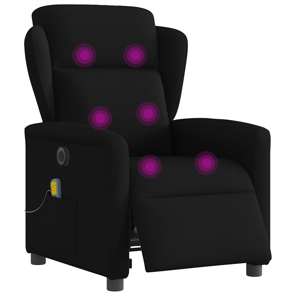 Foldable Massage Armchair, Electric, Black, Fabric
