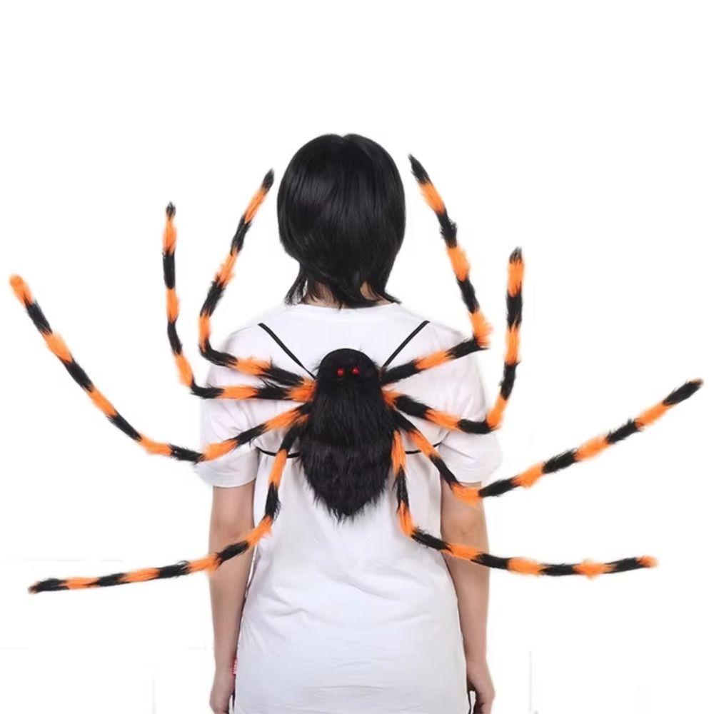 LED Halloween Spider Backpack Stuffed Animal Plush Spider Bag Big Spider Decoration  Puppy Pet
