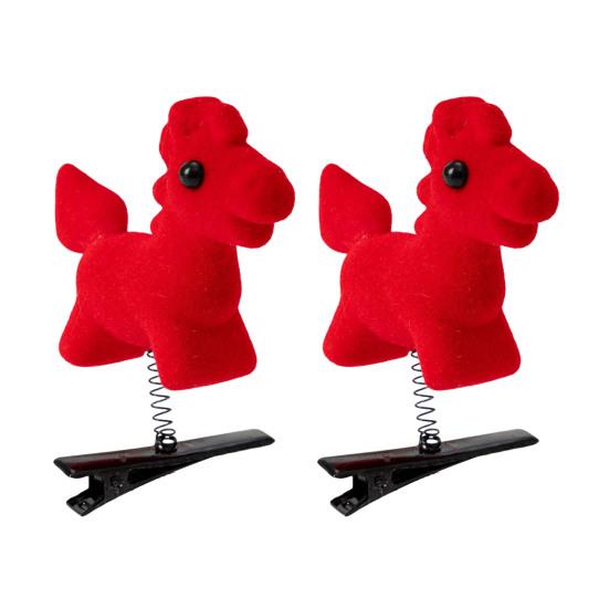 

2/3Pcs Girl Hair Clip Spring Design Flying Horse Decor Hair Pin New Year Hair Styling Tool Reusable Hair Accessories 2pcs червоний