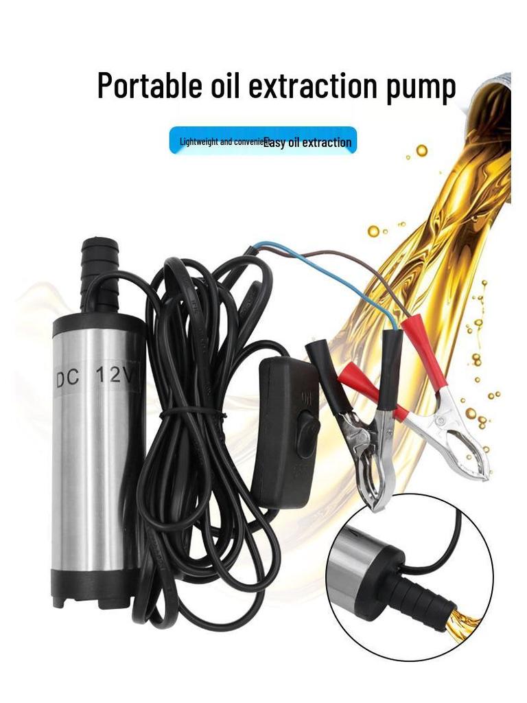 12V DC Submersible Oil Transfer Pump, 38mm Diesel Suction Pump, Portable Clip-Type Water Pump