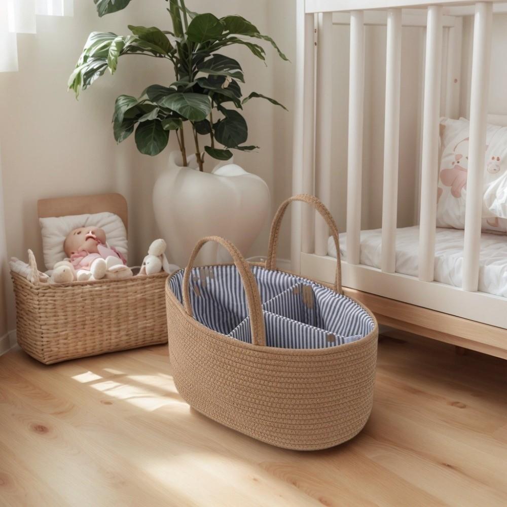 Durable Large Capacity Baby Nappy Organiser Cotton Rope Woven Storage Basket Foldable Versatile Cosmetics Storage for Newborn