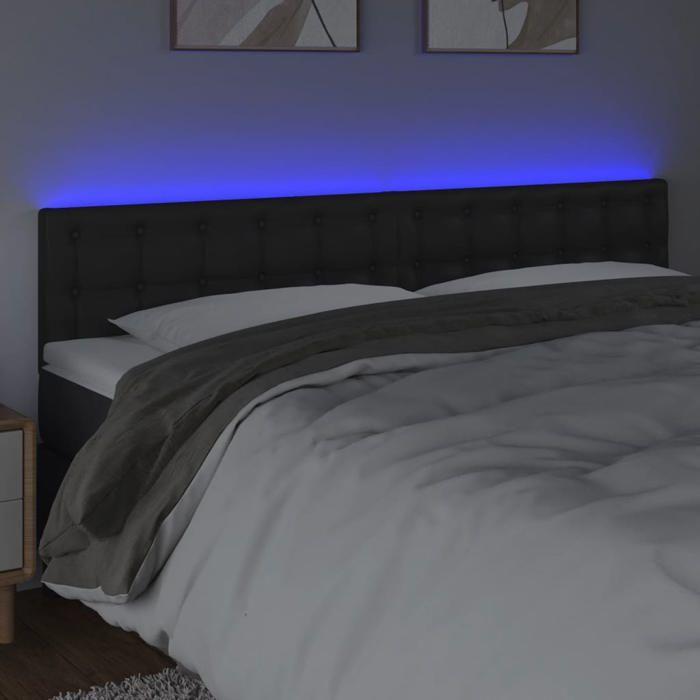 VidaXL Tête de Lit à LED Meuble de Chambre à Coucher Accessoire de Lit Double Tête de Cadre de Lit Intérieur Noir 3121708