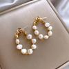 1 Pair Hoop Earrings Baroque Faux Pearls Decor Korean Style Design Earrings Jewelry Gift Fashion Accessories
