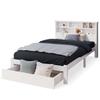 Solid Wood Single Bed with Drawers and Slatted Base, Bookshelf Teenagers and Adults Children's Bed, 90x200cm White