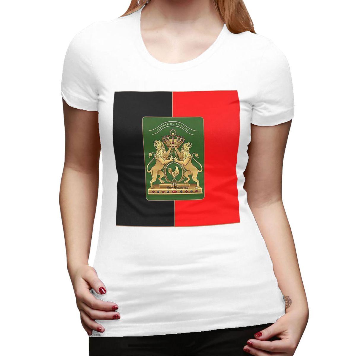 

Haitian Independence Flag TShirt for Women Round Neck Streetwear T Shirts Womens Tees Short Summer Clothes Tops S
