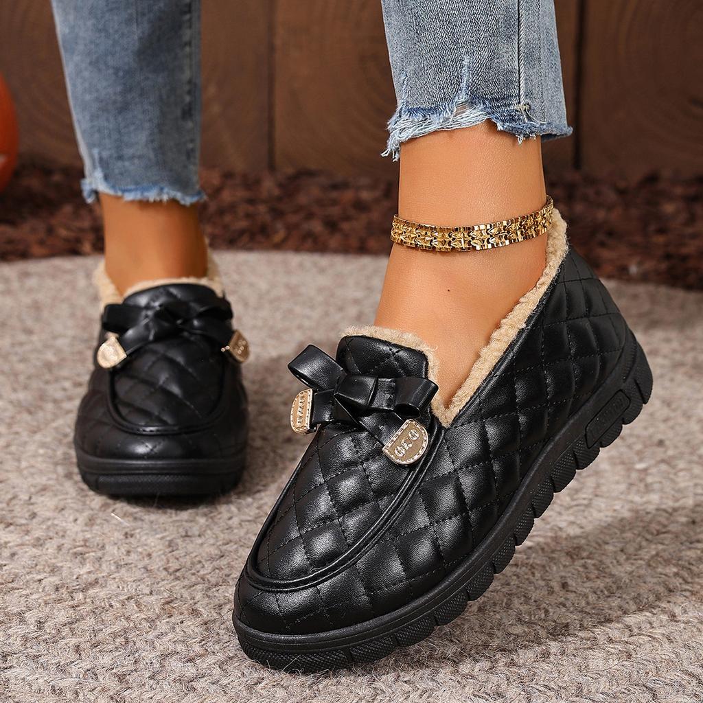 Women's Leather Waterproof Lightweight Comfortable Thick Soles Winter Warm Snow Boots with Padded Lining Non-slip Wear Casual Sports Lefebvre Shoes