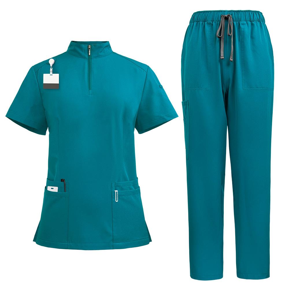 Ensemble de Blouses d'Infirmière 2 Pièces Vêtements de Travail Confortables pour Médical pour Infirmière Médecin Personnel Hospitalier Combinaison Jogger avec Haut Multipoche + Pantalon Extensible