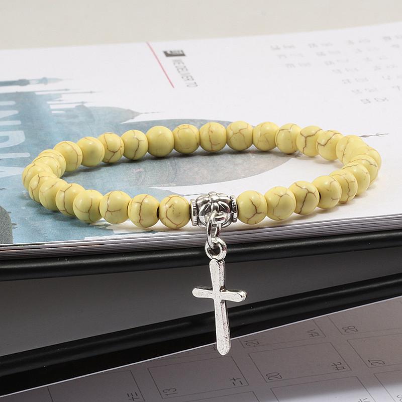 A cross bracelet for men and women, natural stone matte black yoga chain, vintage bohemian jewelry gift