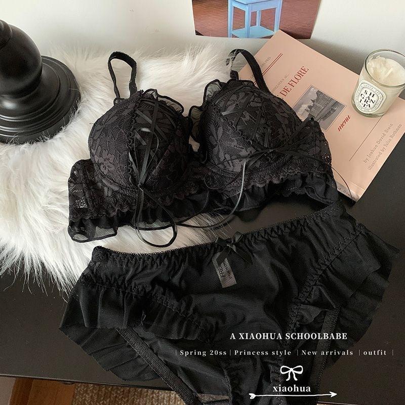 Japanese Sweet Underwear Women's Small Breasts Gather Without Steel Rings, Chest Lift Shows Big Lolita Cute Lace Girl Bra Cover