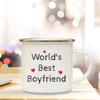This Mug Belongs To World's Best Girlfriend&Boyfriend Enamel Mugs Anniversary Gift Juice Coffee Cup Gifts for Her Birthday