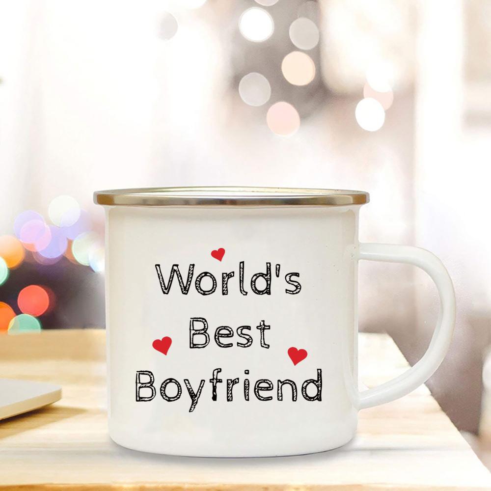 This Mug Belongs To World's Best Girlfriend&Boyfriend Enamel Mugs Anniversary Gift Juice Coffee Cup Gifts for Her Birthday