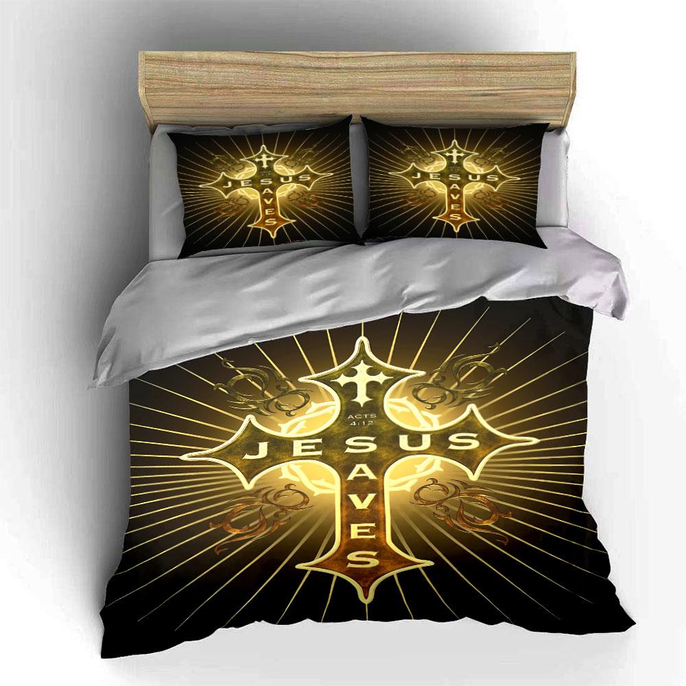 "Jesus Saves Cross Set" Bedding Duvet Cover Set Duvet Cover Pillowcases (1 * Duvet Cover 2 * Pillowcases, without duvet insert)