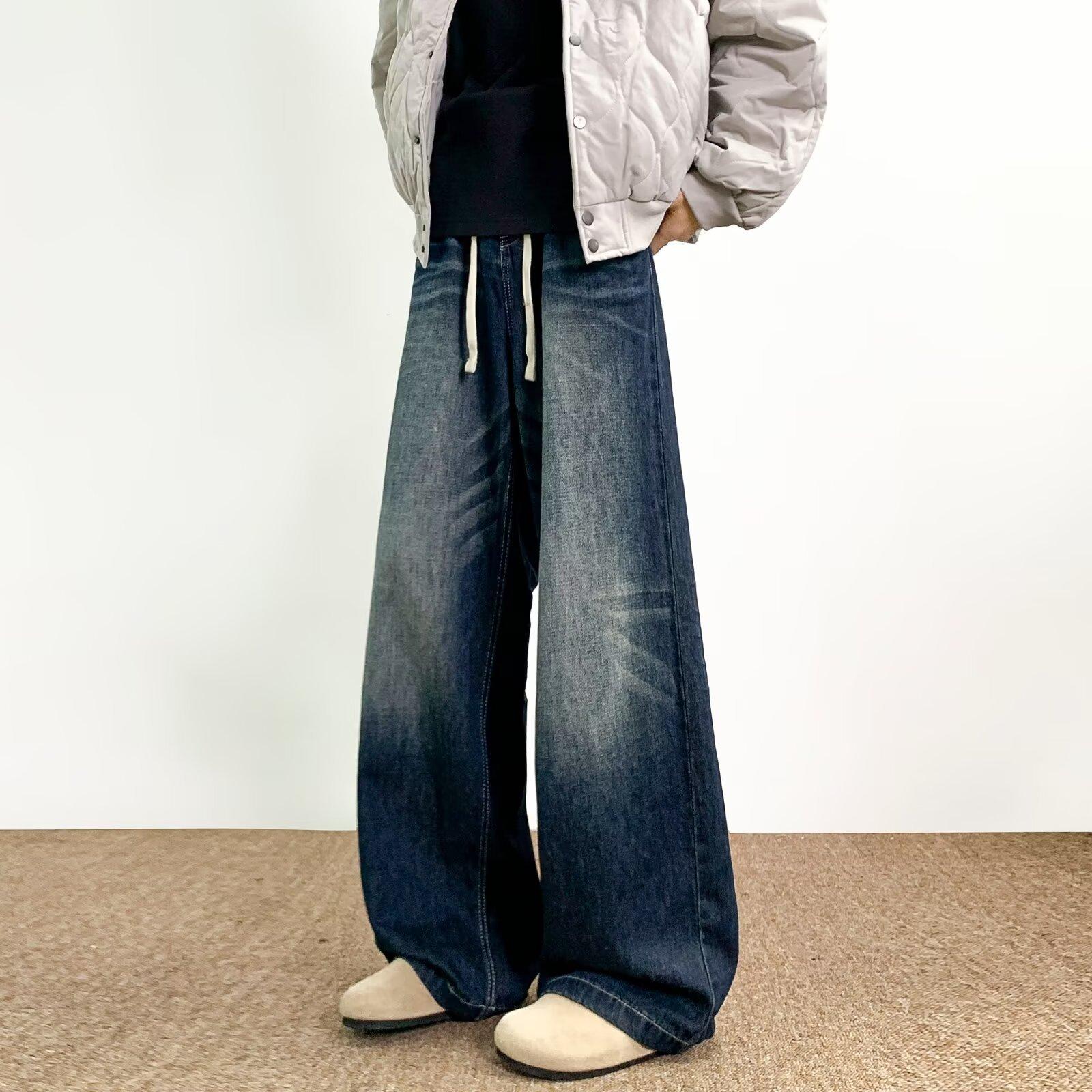 JYL Unisex Straight Jeans Cross-Border Vintage Plus-Size Elastic Denim XXXL амазонка