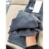 Women's Winter Retro Blue High-Waisted Slim-Fit Straight-Leg Jeans - Plus Velvet, Thickened, Wide-Leg, Large Size for Curvy Figures