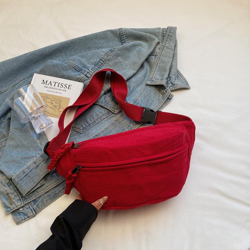 Trendy Women's Corduroy Crossbody Bag - Large, Simple Solid Color Shoulder Bag