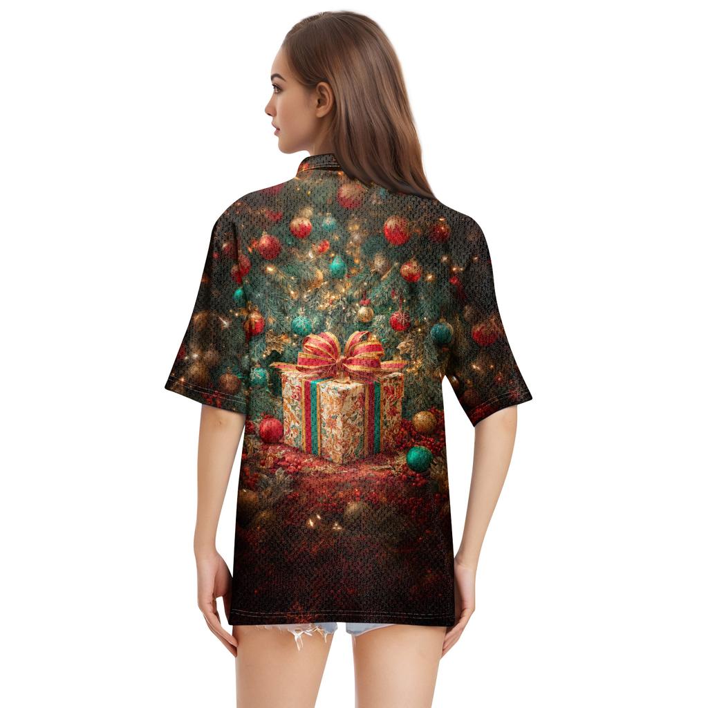 Women's Fashion Casual Lapel Short Sleeve Print Shirt Women's Button Up Tops