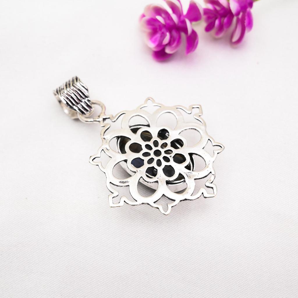 Labradorit Handgefertigter Edelstein Anhänger, 925 Sterling Silber Anhänger, Einzigartiger Design Schmuck Anhänger