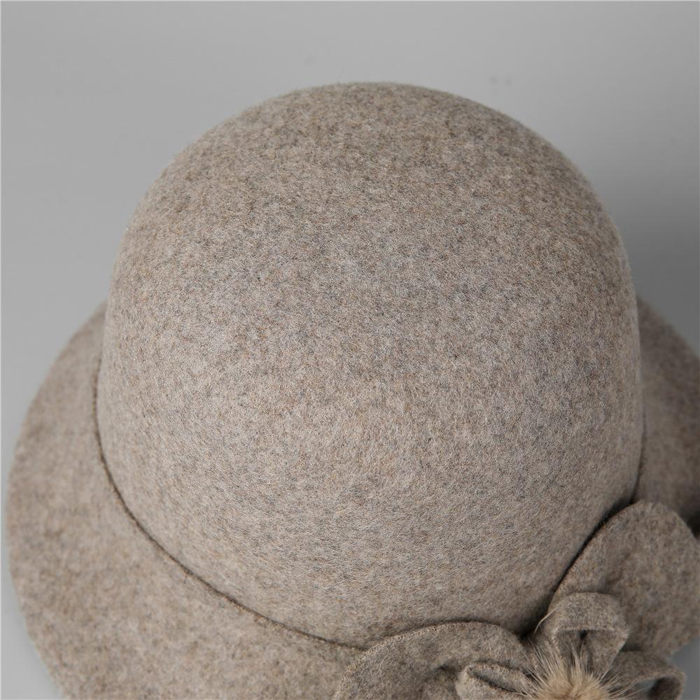 Middle-aged Hat Autumn and Winter Wool Warm Fisherman Hat Elegant Bucket Hat