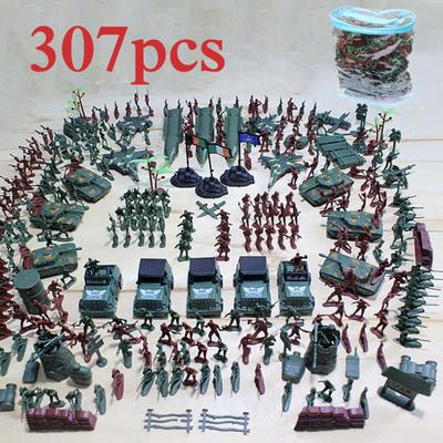 307 ks/šarže Vojenský plastový model vojáčka Hračka Armádní panenky Figurky Sada doplňků Dekorace Herní sada