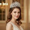 Rhinestone Baroque Pageant Crowns Big Wedding Crown Simple Queen Princess Tiara  Party Supplies