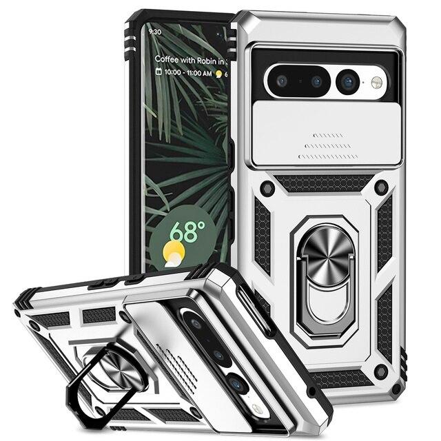 LeYi Cover Per Google Pixel 7 Pro Con Protezione Fotocamera Scorrevole E Anello Magnetico - Nero + 2 Pellicole