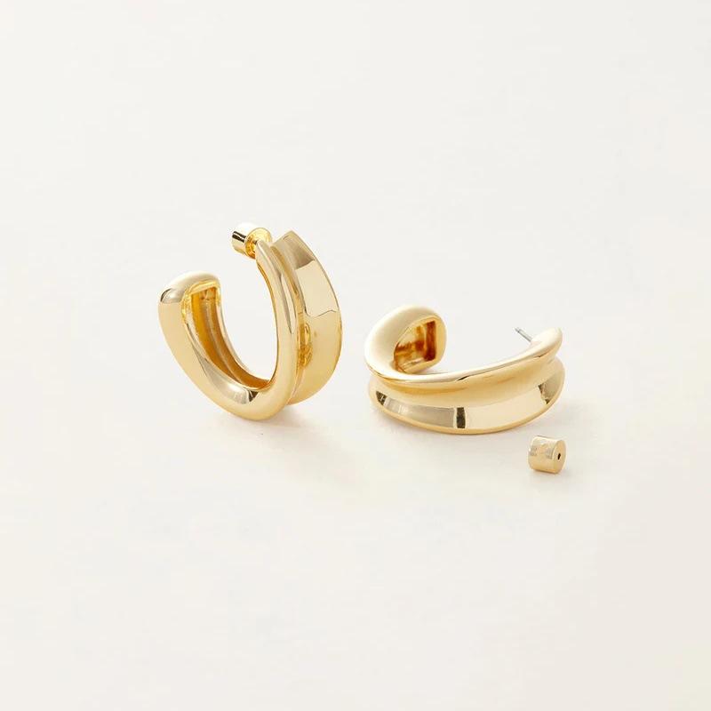 Simple Personality And Unique Concave-Convex Versatile C-Type S925 Silver Needle Stud Earrings Niche Temperament Light Luxury Trend Earrings