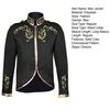 Yousheng Men Jacket Stand Collar Long Sleeve Golden Embroidered Pattern Short Coat Slim Fit Halloween Costume Travel Clothing