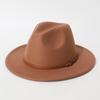 Popular flat-brim woolen hat, autumn and winter trendy British jazz hat, unisex retro color-blocking felt hat that makes the face look smaller