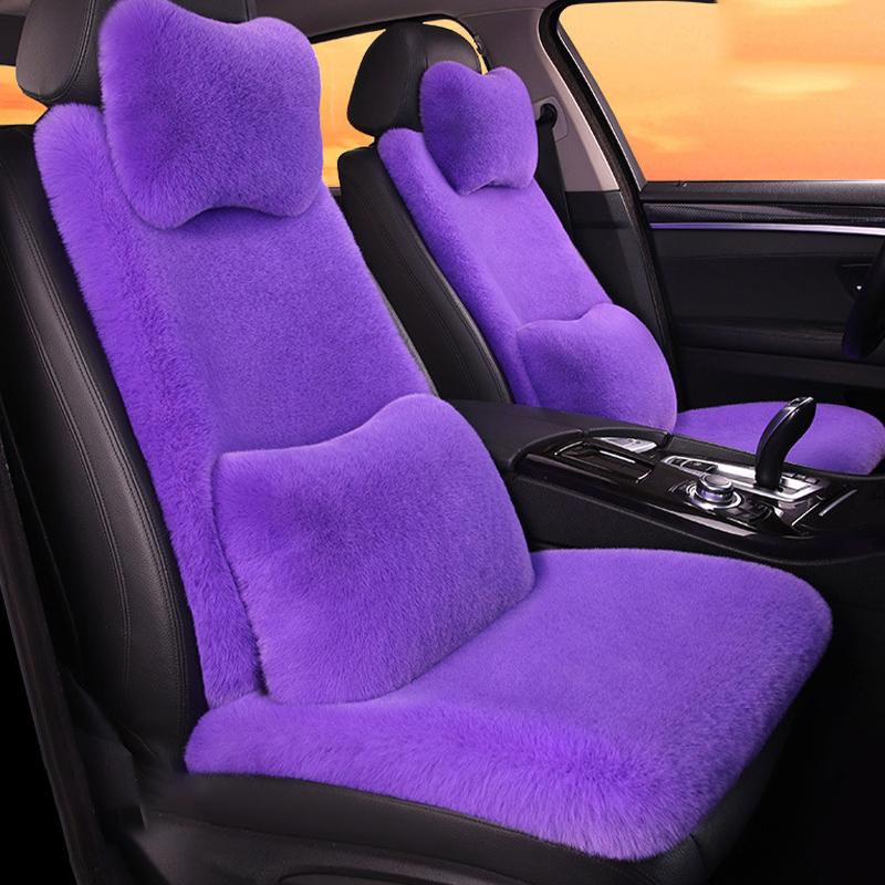 New Winter Car Plush Seat Cushion Heart Shaped Head Pillow Neck Pillow Waist Support Cushion Thickened Warm Universal Seat Cover