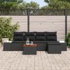 VidaXL Ensemble de Canapé de Jardin 6 Pièces avec Coussins Noir Poly Rattan Acacia 3356616