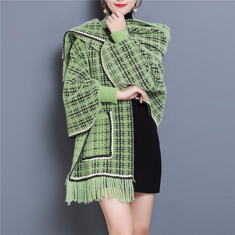 

Кардиганы женские элегантные в зимнем стиле винтажный джемпер женский вязаный кардиган One Size зелёный