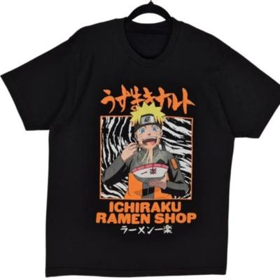 Camiseta Anime Masculina Naruto Shippuden Loja de Ramen Ichiraku Camiseta Adulto A mesma blusa de algodão puro de alta qualidade para homens e mulheres