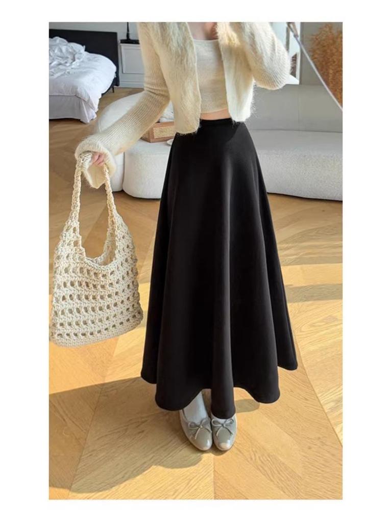 2026 Herbst/Winter High-Waist Kaffee Midi-Rock - Vielseitiger A-Linien-Schnitt mit einem figurschmeichelnden breiten Saumdesign