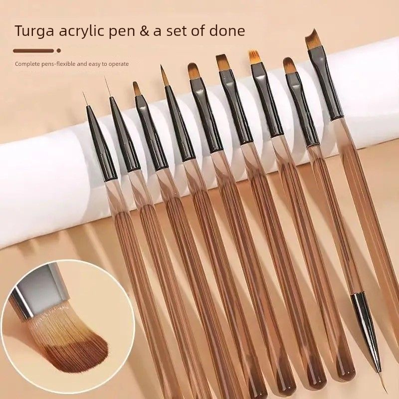 

Nail Brush Brush Sweeping Pen Construction Pen Semi-Transparent Rod Phototherapy Painting Line Drawing Pen Gradient Pen Manicure Implement 9 pack